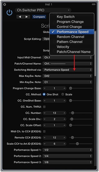 Logic MIDI Channel Switcher MIDI FX Scripter plugin