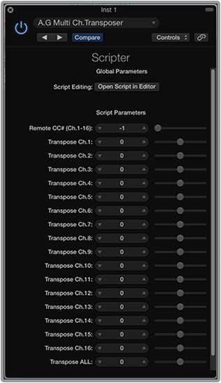 Logic Multi Channel Transposer MIDI FX plugin